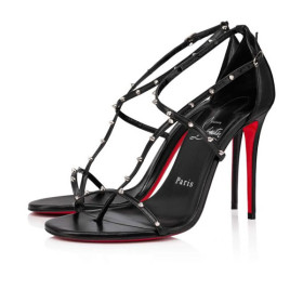 Christian Louboutin Sandal Riojana Spikes 100 mm Black/lin Black Leather