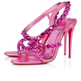 Christian Louboutin Sandal Spikita Strap 100 mm Conf/met Fuchsia/lin Conf Leather
