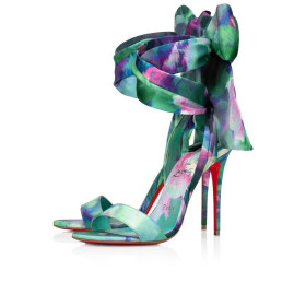 Christian Louboutin Sandale Du D&Atilde;&copy;sert 100mm Sandals Crepe Satin Melancholia Print Multicolor