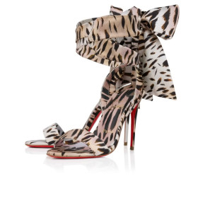 Christian Louboutin Sandale Du Desert 100 Mm Strappy Sandals "Gigi" Printed Crepe Satin Vintage Rose