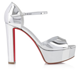 Christian Louboutin Sandaloo 130 Mm Sandals Specchio Leather Silver