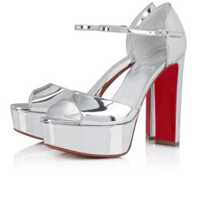 Christian Louboutin Sandaloo 130 Mm Sandals Specchio Leather Silver