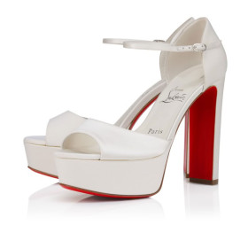 Christian Louboutin Sandaloo 130 Mm Strappy Sandals Crepe Satin Ivory