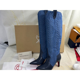 Christian Louboutin Santia Botta 85 Mm Boots Nappa Leather And Denim