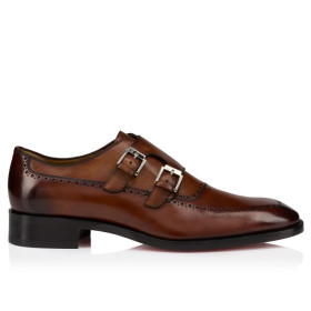Christian Louboutin Sartok Buckle Shoes Patinated Calf Leather Havane