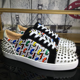 Christian Louboutin Seavaste 2 Flat Women Sneakers Cl Logo Calf and Suede Multicolor