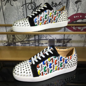 Christian Louboutin Seavaste 2 Flat Women Sneakers Cl Logo Calf and Suede Multicolor