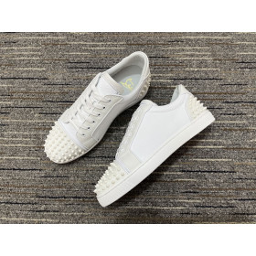 Christian Louboutin Seavaste 2 Orla Falt Low-top Sneakers Calf and Fabric White