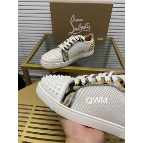 Christian Louboutin Seavaste 2 Orlato Flat Sneakers Mesh and Calfskin White Gold