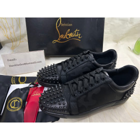 Christian Louboutin Seavaste 2 Sneakers Jacquard Calf Leather And Spikes Black