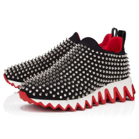 Christian Louboutin Shark Sock Spikes Sneakers Neoprene Black