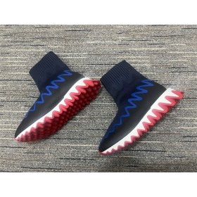 Christian Louboutin Sharky Sock Men Sneakers Knit Mesh Blue