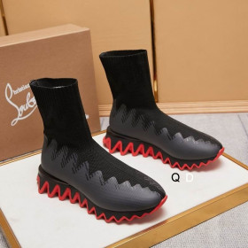 Christian Louboutin Sharky Sock Sneakers Knit Mesh Black
