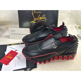 Christian Louboutin Sharkyloub Sp Spikes Sneakers Calf Leather Neoprene And Spikes Black