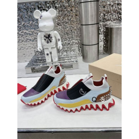 Christian Louboutin Sharkyloub Sp Spikes Sneakers Calf Leather Neoprene And Spikes Multi