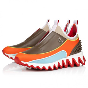 Christian Louboutin Sharkyloub Sp Spikes Sneakers Calf Leather Neoprene And Spikes Vitamine