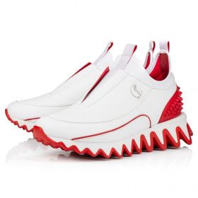 Christian Louboutin Sharkyloub Sp Spikes Women Sneakers Calf Leather Neoprene And Spikes White