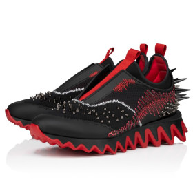 Christian Louboutin Sharkymax Running Sneakers Calf Leather And Spikes Version Black