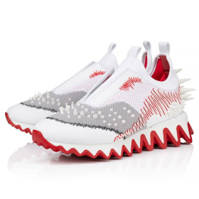 Christian Louboutin Sharkymax Running Women Sneakers Calf Leather And Spikes Version White