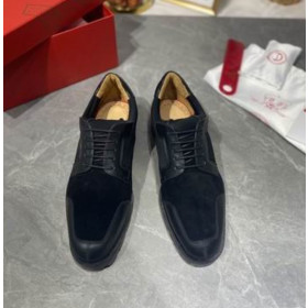Christian Louboutin Simon Derby Calfskin Suede Leather Black