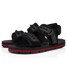 Christian Louboutin Siwa Flat Sandals Spikes Neoprene Black