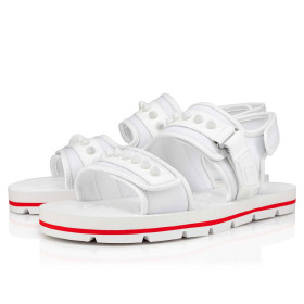 Christian Louboutin Siwa Flat Sandals Spikes Neoprene White
