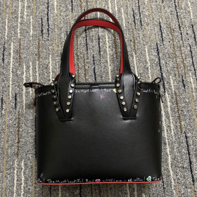 Christian Louboutin Small Cabata Empire Spike Studded Leather Tote Bag Black