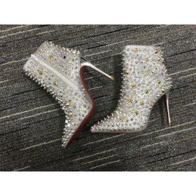 Christian Louboutin So Full Kate 100mm Ankle Boots Specchio Glitte Silver