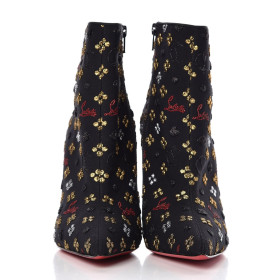 Christian Louboutin So Kate Ankle Booties 100mm Logo Embroidered Fabric Multi Black