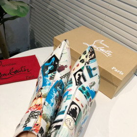 Christian Louboutin So Kate Booty Ankle Boots 100mm Collage Patent Multicolor