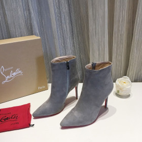 Christian Louboutin So Kate Booty Ankle Boots 100mm Suede Gray