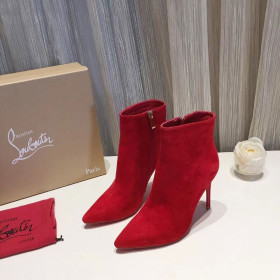 Christian Louboutin So Kate Booty Ankle Boots 100mm Suede Red