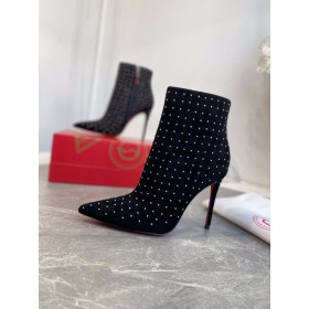 Christian Louboutin So Kate Booty Plume Ankle Boots 100mm Suede Black