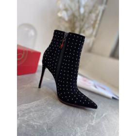 Christian Louboutin So Kate Booty Plume Ankle Boots 100mm Suede Black