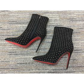 Christian Louboutin So Kate Booty Plume Boots 100mm Strass and Suede Black