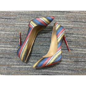 Christian Louboutin So Kate Pumps 120mm Suede Stripy Glitter Multicolor