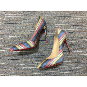 Christian Louboutin So Kate Pumps 120mm Suede Stripy Glitter Multicolor
