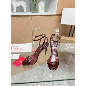 Christian Louboutin So Me 105 mm Sandals Leather Spikes Burgundy