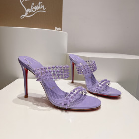 Christian Louboutin Spike Only 105mm PVC and Patent Leather Sandals Purple