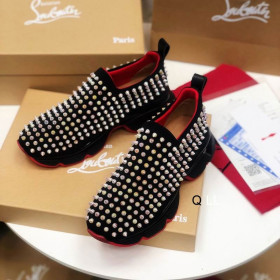 Christian Louboutin Spike Sock Sneakers Neoprene Black Multicolor Spikes