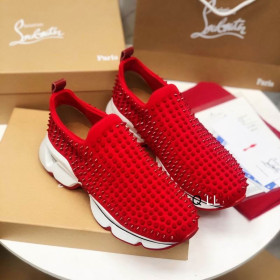 Christian Louboutin Spike Sock Sneakers Neoprene Red