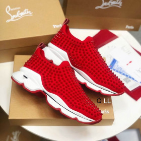 Christian Louboutin Spike Sock Sneakers Neoprene Red