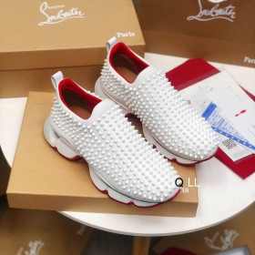 Christian Louboutin Spike Sock Sneakers Neoprene White