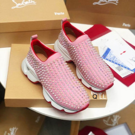 Christian Louboutin Spike Sock Women Sneakers Neoprene Pink