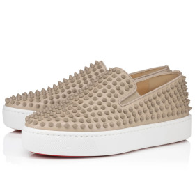 Christian Louboutin Spikeboat Sneaker Alpin Leather Beige