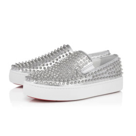 Christian Louboutin Spikeboat Sneaker Leather Silver