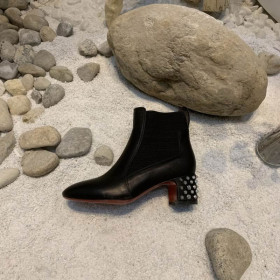 Christian Louboutin Spiked Study Stretch Ankle Boots 55mm Calf Leather Black