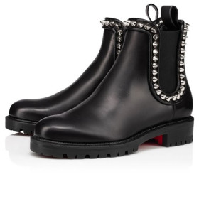 Christian Louboutin Spikita Booty Capahutta Flat Black/silver Calf
