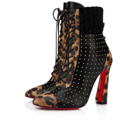 Christian Louboutin Spikita Booty Dakita 100 mm Brown/black/ant Gold Calf Shoes
