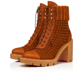 Christian Louboutin Spikita Booty Dakita Lug 70 mm Foxy/antic Gold Calf